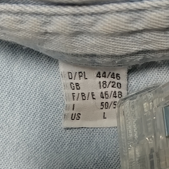 Distressed Jean Long Sleeve Shirt Women's Large Denim Worn w/Holes 100% Cotton - Picture 6 of 16